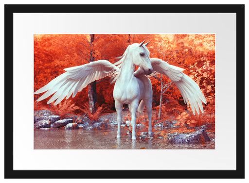 Pegasus im Fluss eines Herbstwaldes Passepartout Rechteckig 40