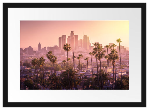 Palmen vor Skyline von Los Angeles Passepartout Rechteckig 40