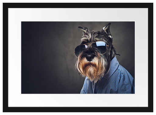 Lustiger Hund mit Hemd und Sonnenbrille Passepartout Rechteckig 40