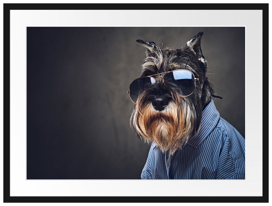Lustiger Hund mit Hemd und Sonnenbrille Passepartout Rechteckig 80