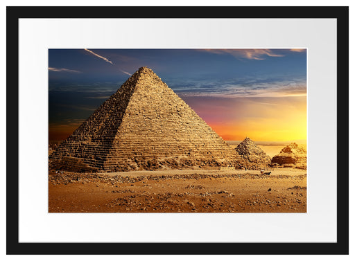 Ägyptische Pyramiden bei Sonnenuntergang Passepartout Rechteckig 40