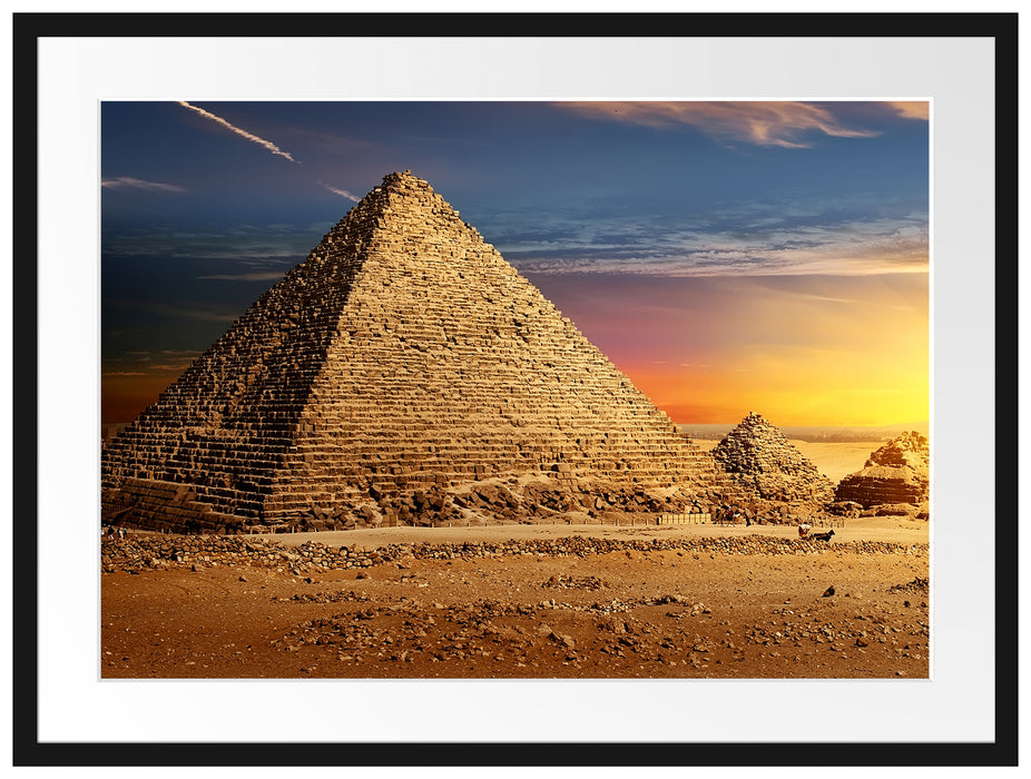 Ägyptische Pyramiden bei Sonnenuntergang Passepartout Rechteckig 80