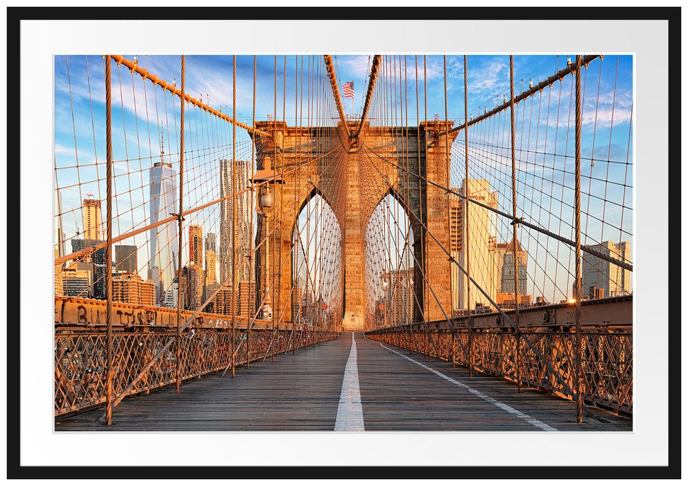 Leere Brooklyn Bridge in New York City Passepartout Rechteckig 100