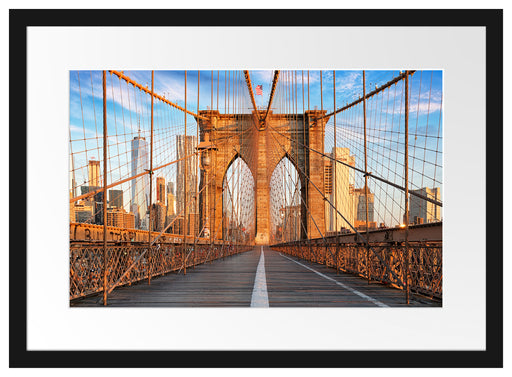 Leere Brooklyn Bridge in New York City Passepartout Rechteckig 40