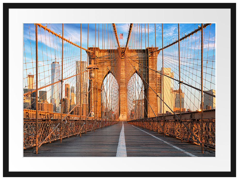 Leere Brooklyn Bridge in New York City Passepartout Rechteckig 80