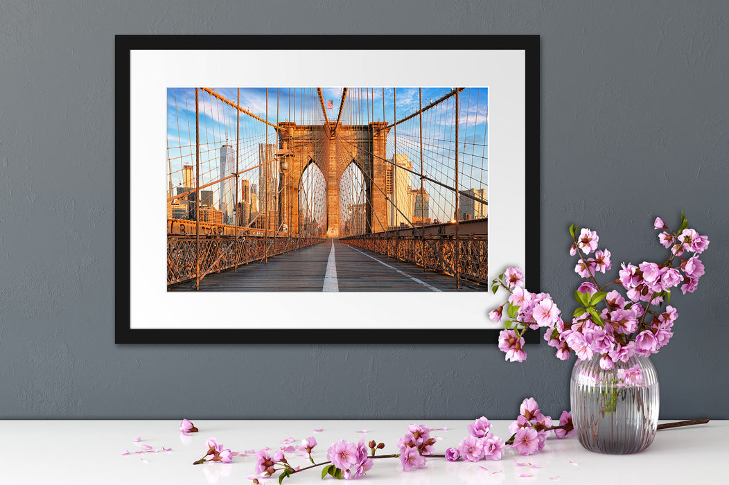 Leere Brooklyn Bridge in New York City Passepartout Detail Rechteckig