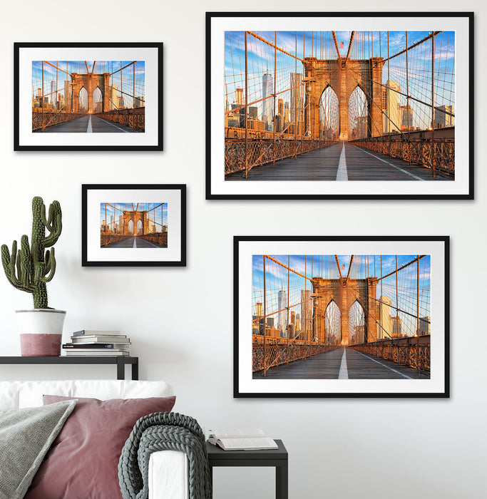 Leere Brooklyn Bridge in New York City Passepartout Wohnzimmer Rechteckig