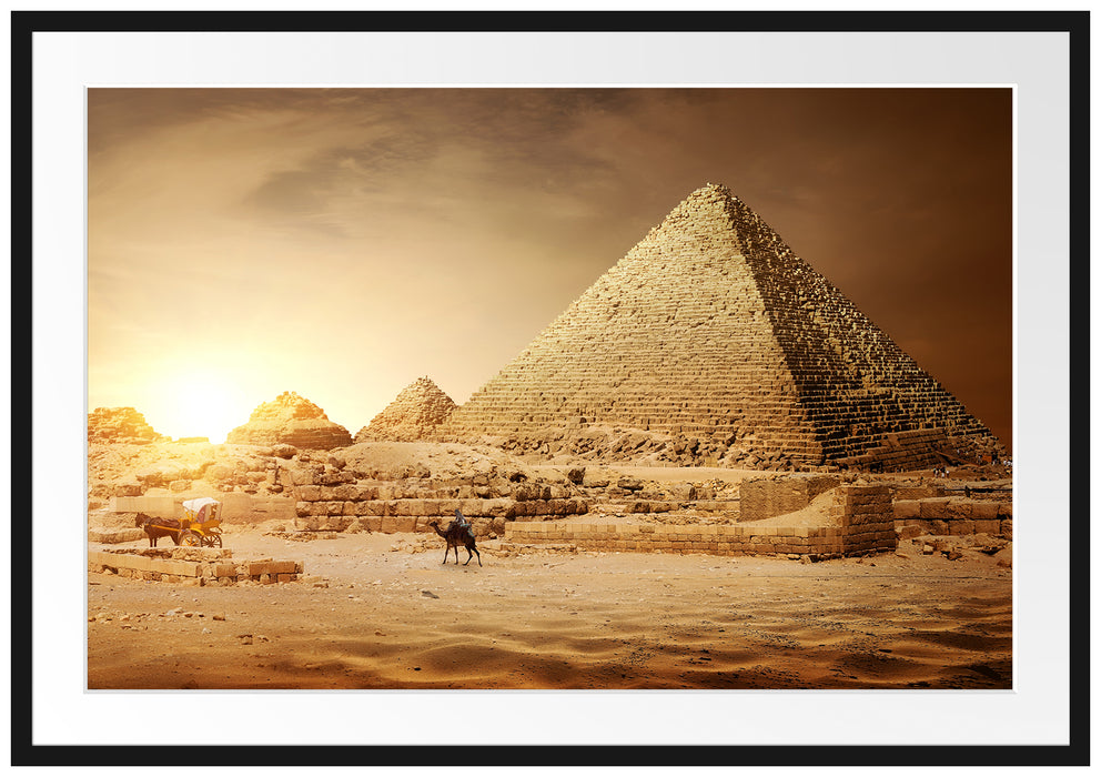 Pyramiden in Ägypten bei Sonnenuntergang Passepartout Rechteckig 100