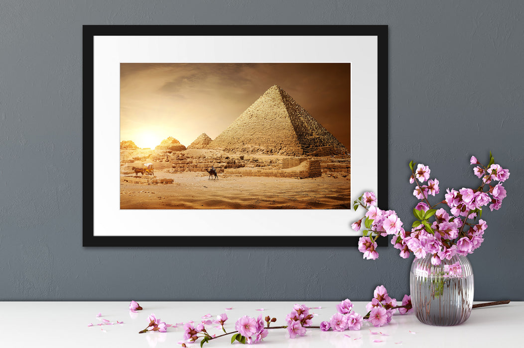Pyramiden in Ägypten bei Sonnenuntergang Passepartout Detail Rechteckig