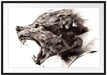 Abstrakter Wolfskopf im Profil Passepartout Rechteckig 100