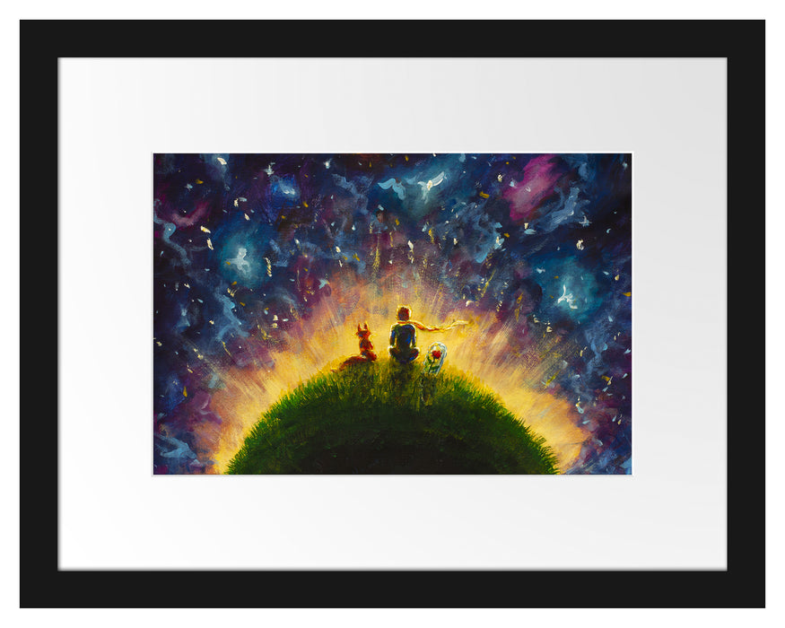 Pixxprint Ölgemälde "Der kleine Prinz", im Galerie-Passepartout Bilderrahmen