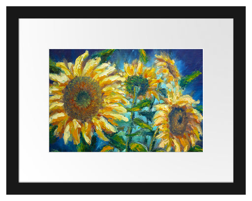 Sonnenblumen vor blauem Hintergrund Passepartout Rechteckig 30
