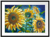 Sonnenblumen vor blauem Hintergrund Passepartout Rechteckig 80