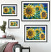 Sonnenblumen vor blauem Hintergrund Passepartout Wohnzimmer Rechteckig