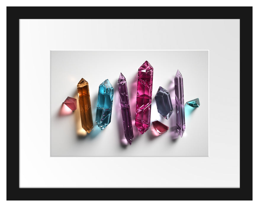 Pixxprint Spirituelle Farbkristalle, im Galerie-Passepartout Bilderrahmen