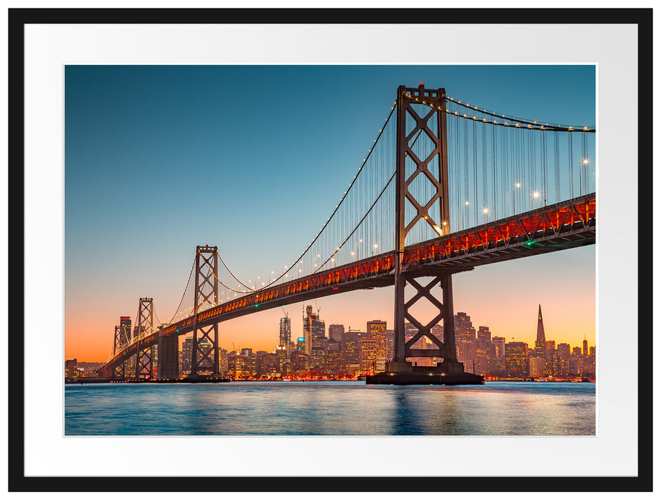 Oakland Bay Brücke bei Sonnenuntergang Passepartout Rechteckig 80