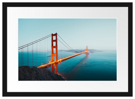 Golden Gate Bridge in der Abenddämmerung Passepartout Rechteckig 40