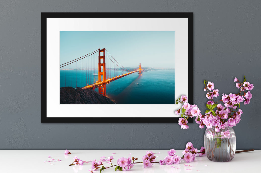 Golden Gate Bridge in der Abenddämmerung Passepartout Detail Rechteckig