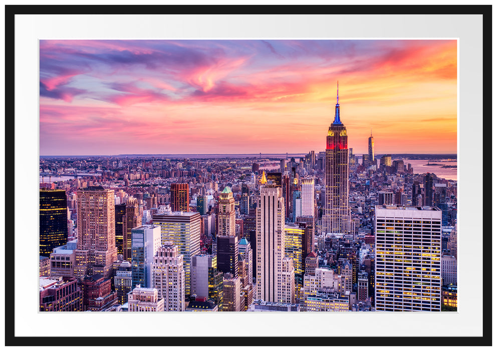 New York City bei Sonnenuntergang Passepartout Rechteckig 100