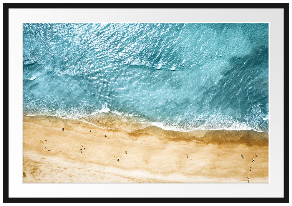 Luftaufnahme von türkisem Meer am Strand Passepartout Rechteckig 100