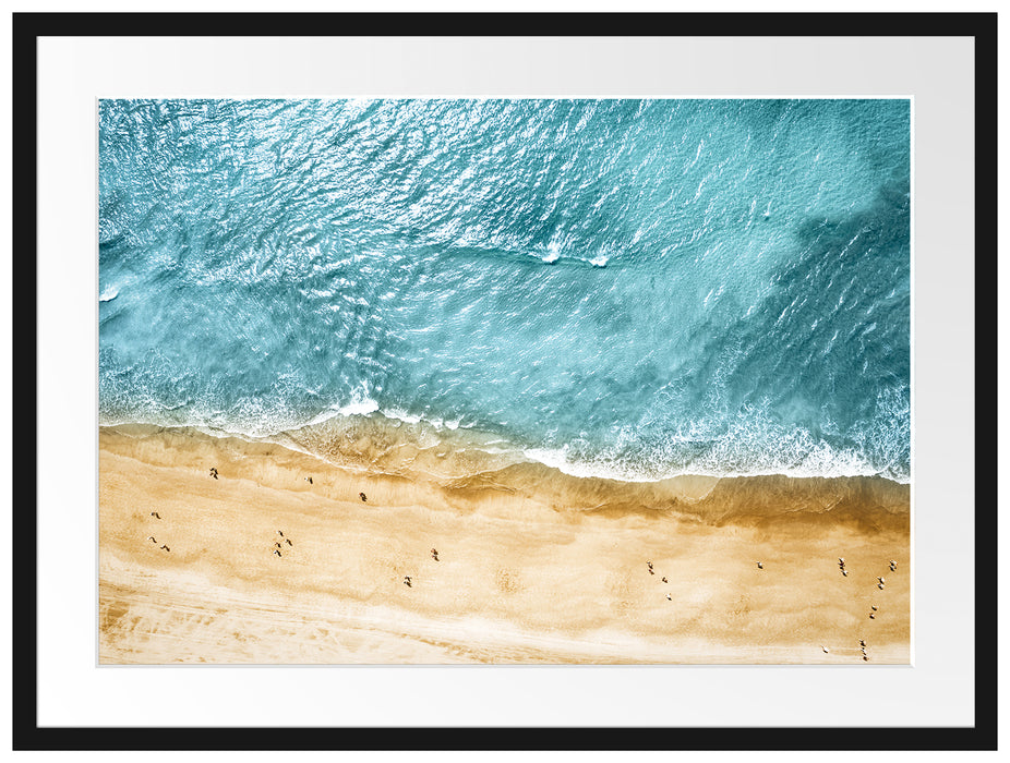 Luftaufnahme von türkisem Meer am Strand Passepartout Rechteckig 80