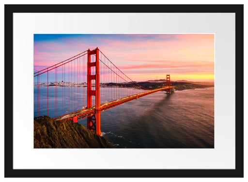 Golden Gate Bridge bei Sonnenuntergang Passepartout Rechteckig 40