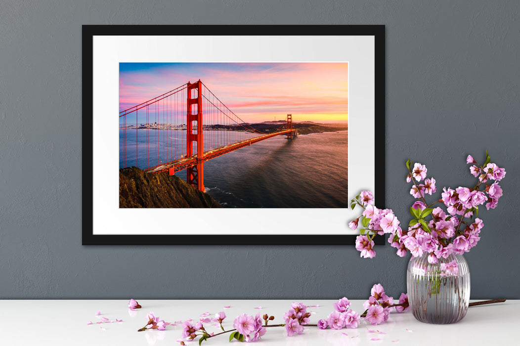 Golden Gate Bridge bei Sonnenuntergang Passepartout Detail Rechteckig