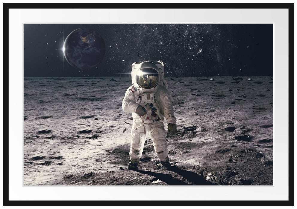 Einsamer Astronaut auf dem Mond Passepartout Rechteckig 100