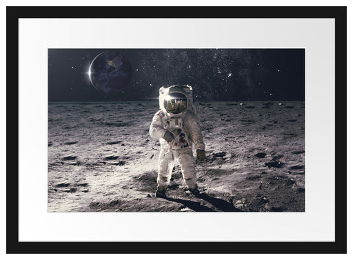 Einsamer Astronaut auf dem Mond Passepartout Rechteckig 40