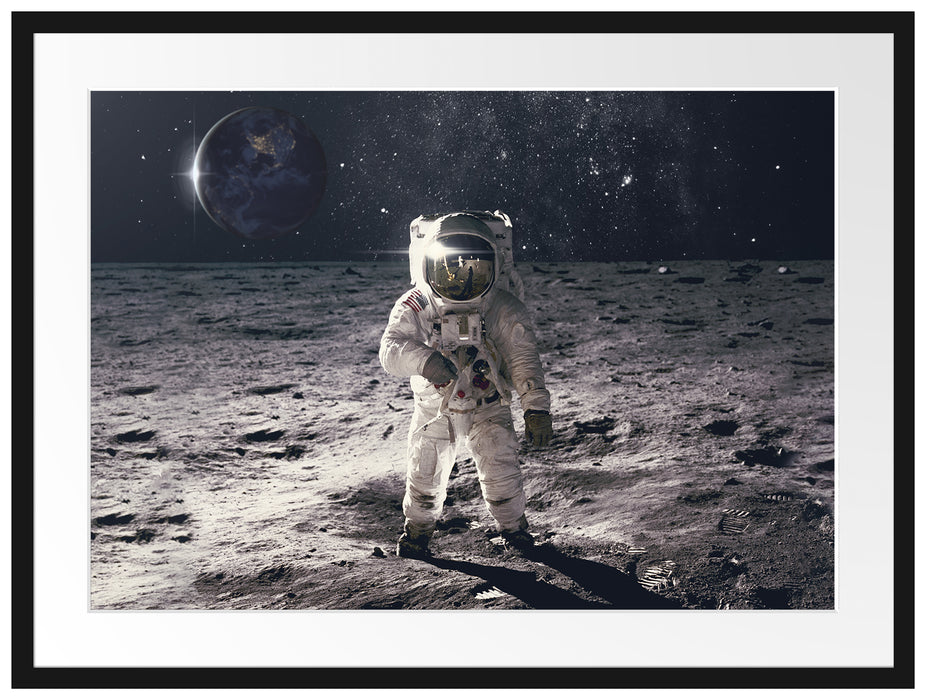 Einsamer Astronaut auf dem Mond Passepartout Rechteckig 80