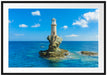 Leuchtturm auf kleiner Insel im Meer Passepartout Rechteckig 100