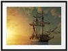 Großes Segelschiff im Sonnenuntergang Passepartout Rechteckig 80