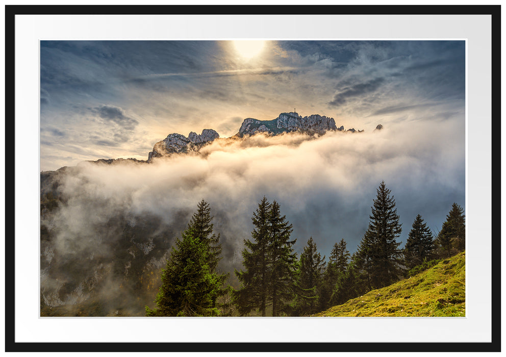Aufsteigende Wolken in den Dolomiten Passepartout Rechteckig 100