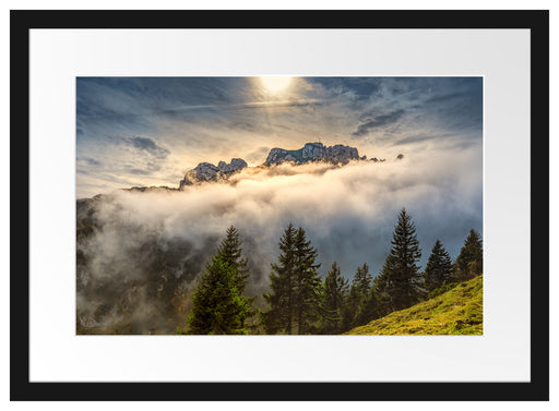 Aufsteigende Wolken in den Dolomiten Passepartout Rechteckig 40