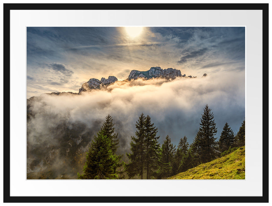 Aufsteigende Wolken in den Dolomiten Passepartout Rechteckig 80