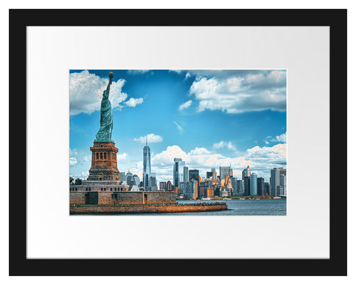 Freiheitsstatue mit New Yorker Skyline Passepartout Rechteckig 30