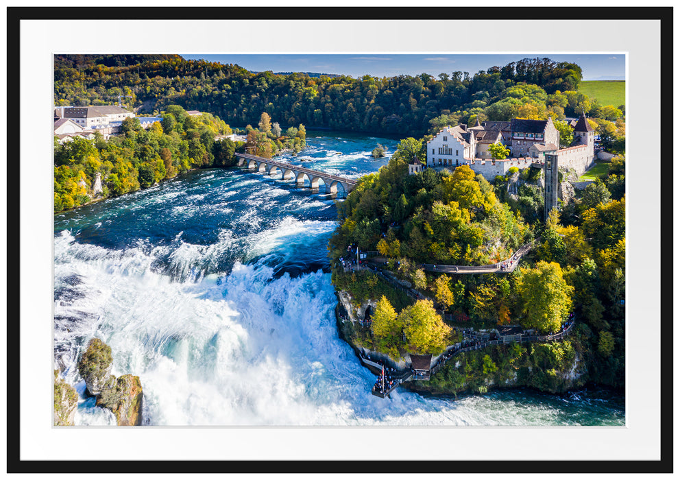 Panorama vom Rheinfall in der Schweiz Passepartout Rechteckig 100