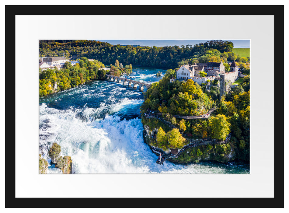 Panorama vom Rheinfall in der Schweiz Passepartout Rechteckig 40