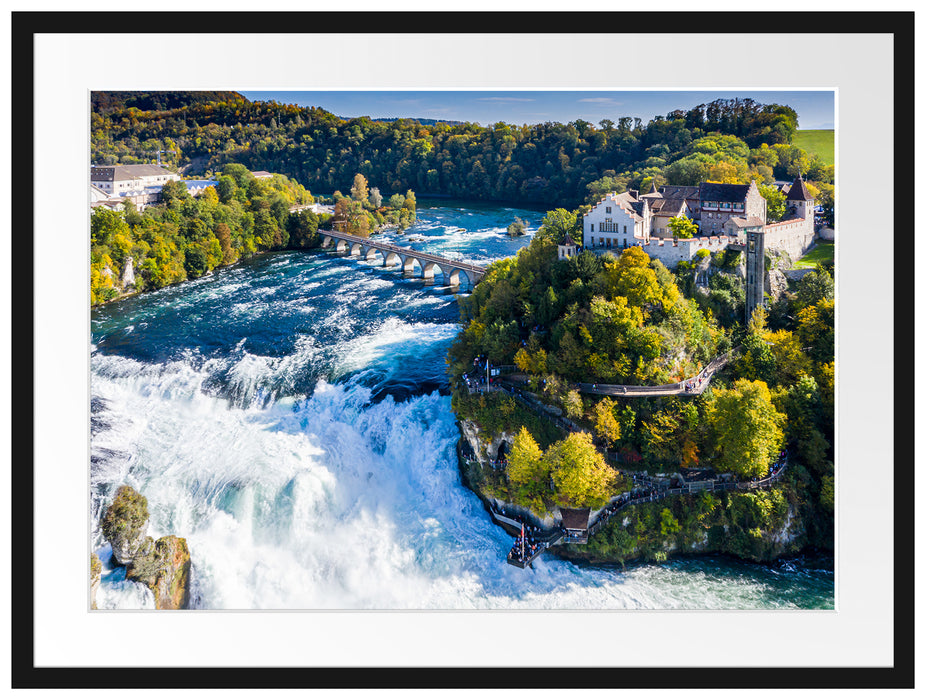 Panorama vom Rheinfall in der Schweiz Passepartout Rechteckig 80