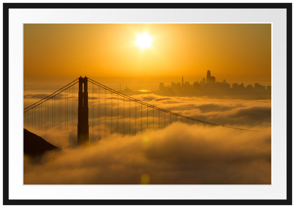 Golden Gate Bridge im Sonnenaufgang Passepartout Rechteckig 100