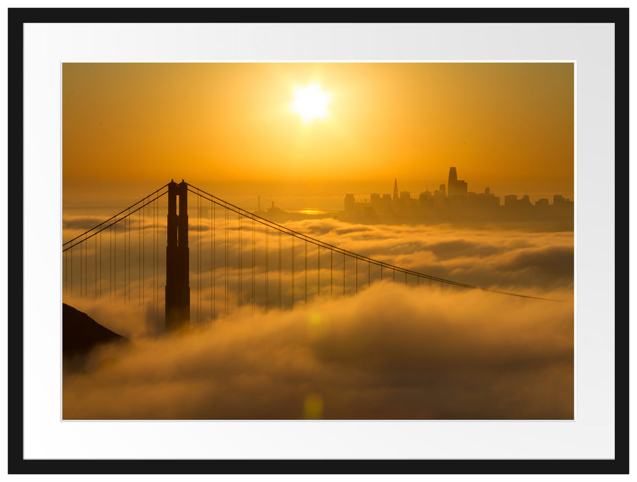 Golden Gate Bridge im Sonnenaufgang Passepartout Rechteckig 80
