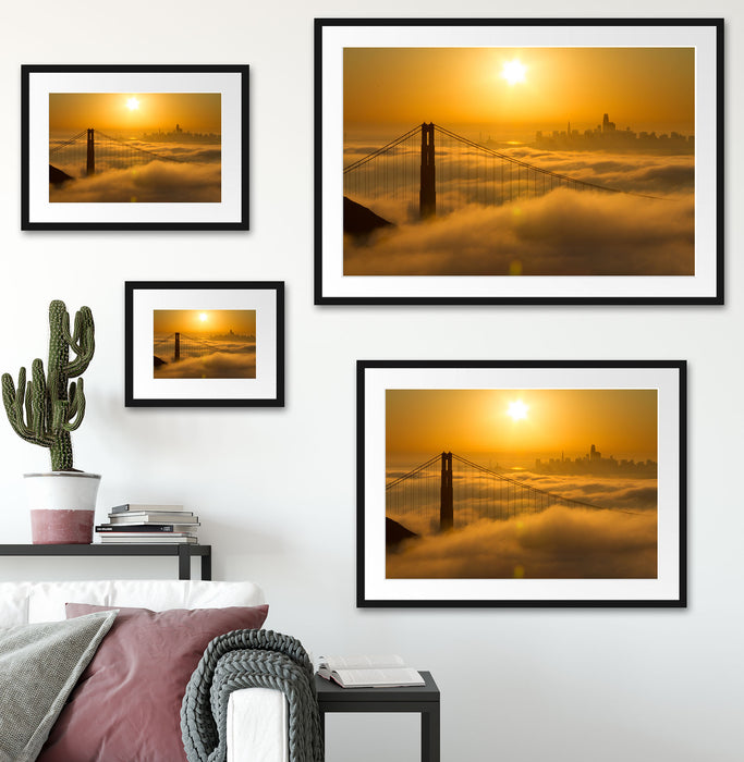 Golden Gate Bridge im Sonnenaufgang Passepartout Wohnzimmer Rechteckig