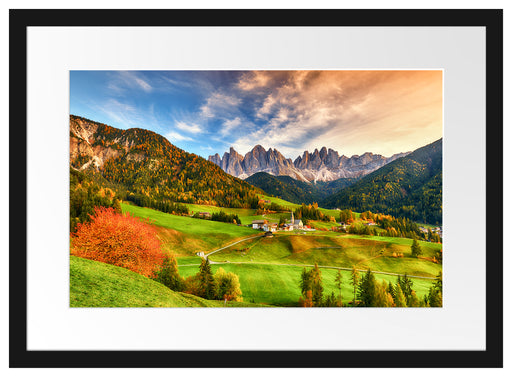 Herbstliche Landschaft in den Dolomiten Passepartout Rechteckig 40