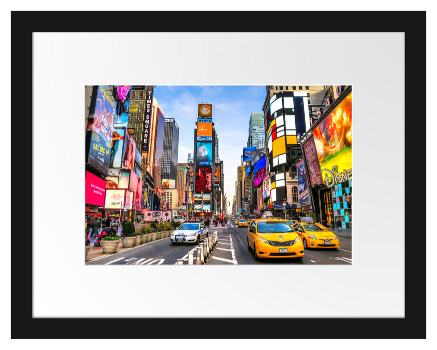 Pixxprint Times Square in new York City, im Galerie-Passepartout Bilderrahmen