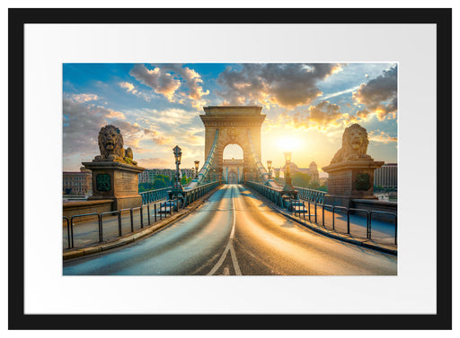 Brücke in Budapest bei Sonnenuntergang Passepartout Rechteckig 40