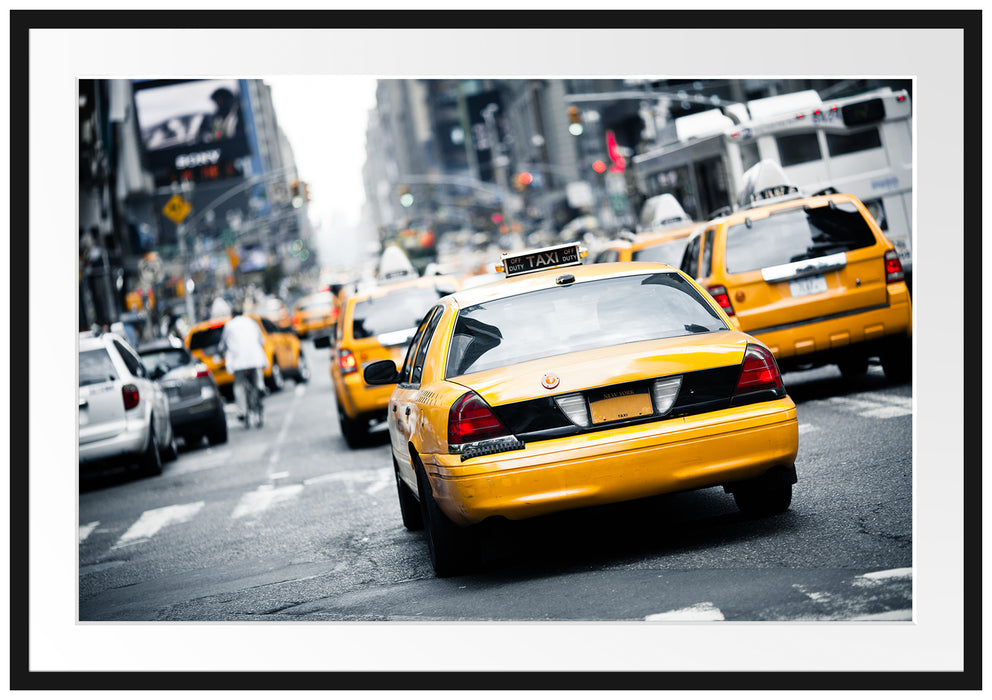 Gelbe Taxis am Times Square in New York Passepartout Rechteckig 100