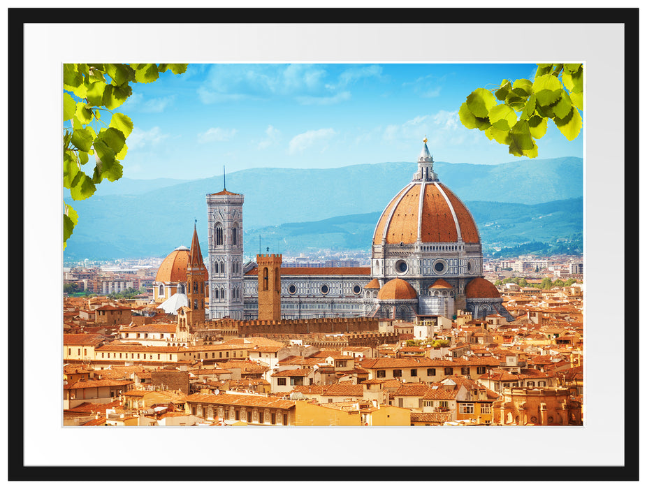 Hausdächer und Kirche in Florenz Passepartout Rechteckig 80