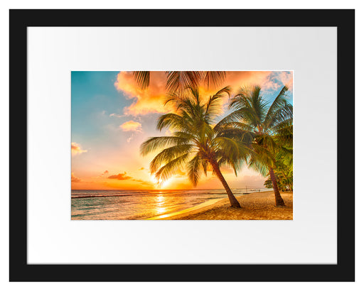 Palmen im Sonnenuntergang auf Barbados Passepartout Rechteckig 30