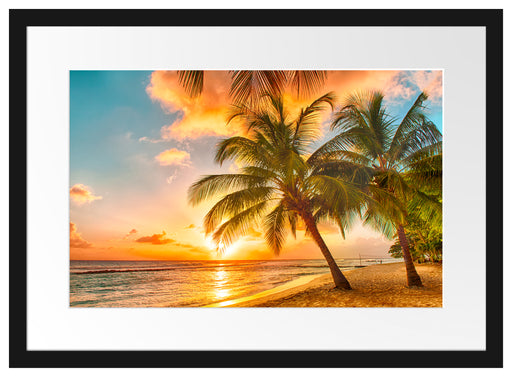 Palmen im Sonnenuntergang auf Barbados Passepartout Rechteckig 40