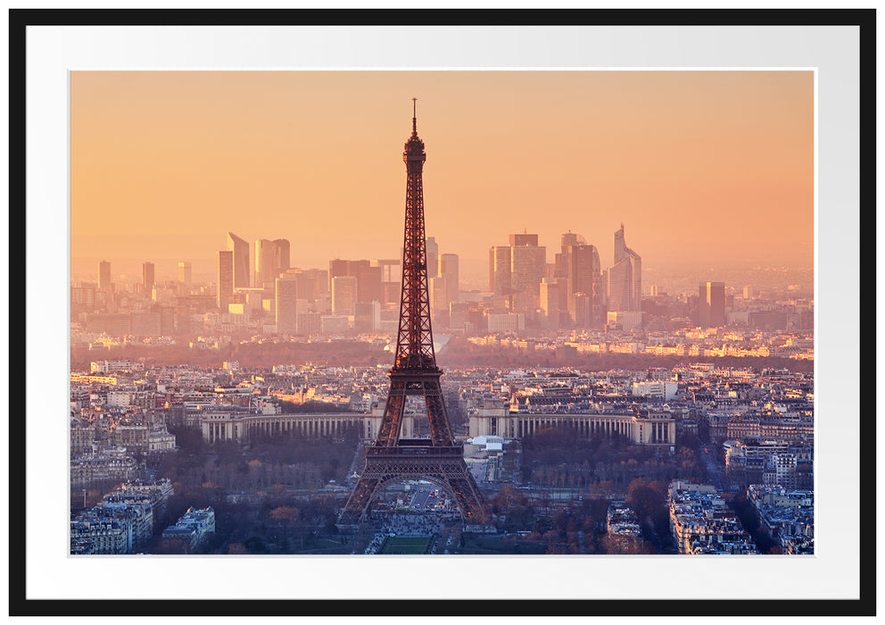 Panorama Eiffelturm bei Sonnenuntergang Passepartout Rechteckig 100